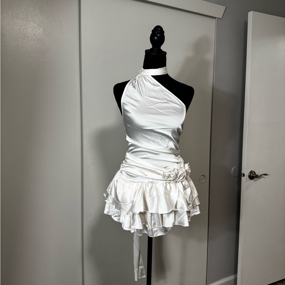 Elegant White Halter Dress